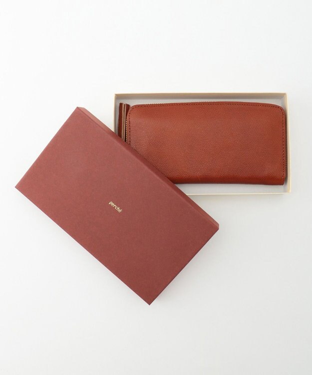 UNBILLION perche 姫路レザー型押しラウンドファスナー長財布 ブラウン