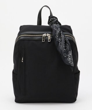 UNBILLION 【テレビ ドラマ着用アイテム】cachecache スカーフ付きファスナーリュック ナイロンブラック