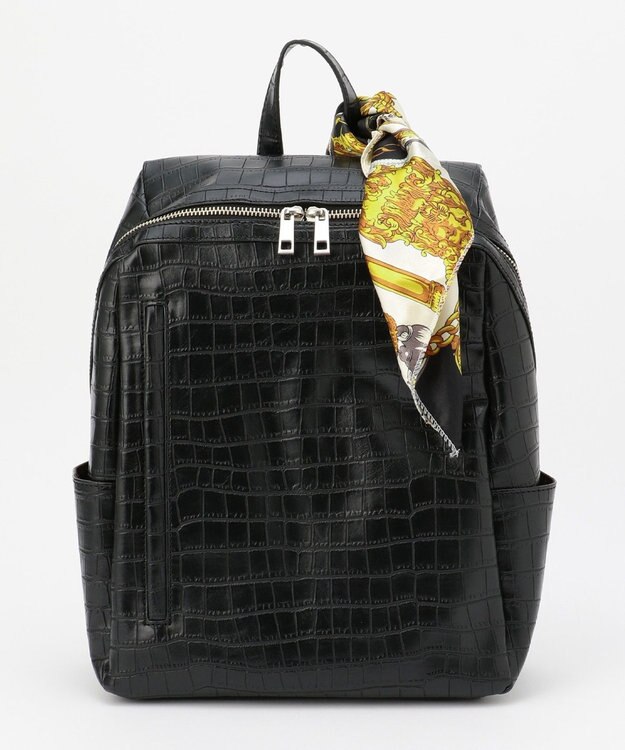 UNBILLION 【テレビ ドラマ着用アイテム】cachecache スカーフ付きファスナーリュック クロコブラック