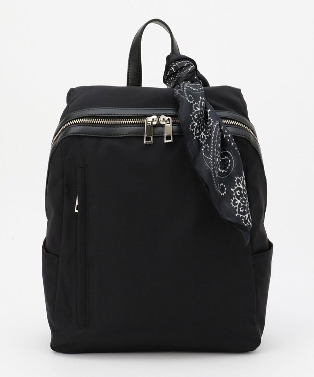 UNBILLION 【テレビ ドラマ着用アイテム】cachecache スカーフ付きファスナーリュック ナイロンブラック