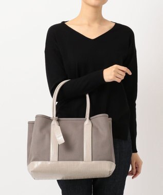 UNBILLION cachecache パーテーションキャンバストートバッグL グレー