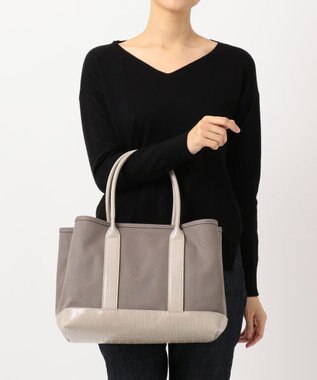 UNBILLION cachecache パーテーションキャンバストートバッグL グレー