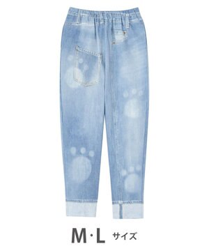  ソフトパンツ　ロング丈　デニム風プリント　綿100％　/ワコール　ULO240