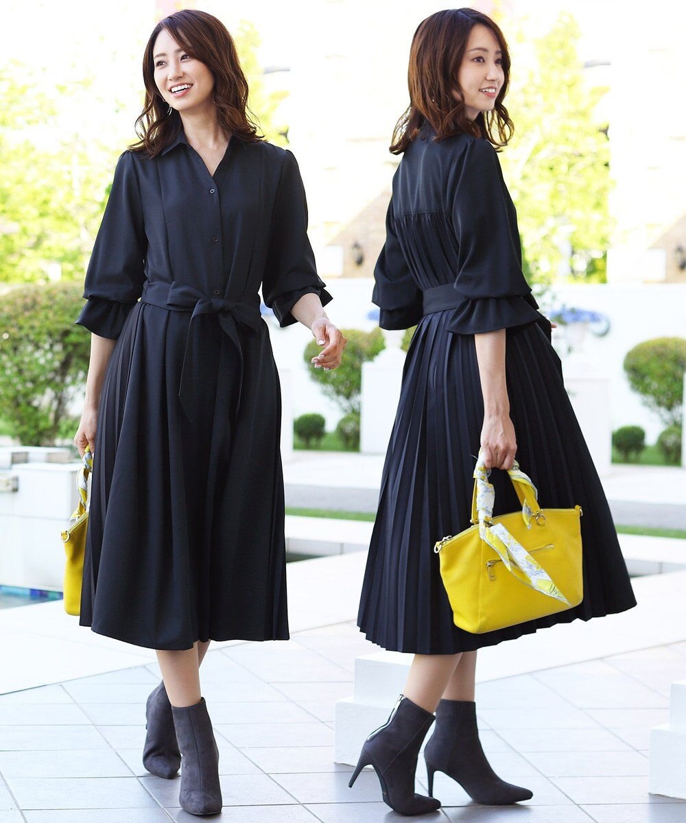 洗える 後ろ姿で魅せる バックプリーツシャツワンピース Tiaclasseファッション通販 公式通販 オンワード クローゼット