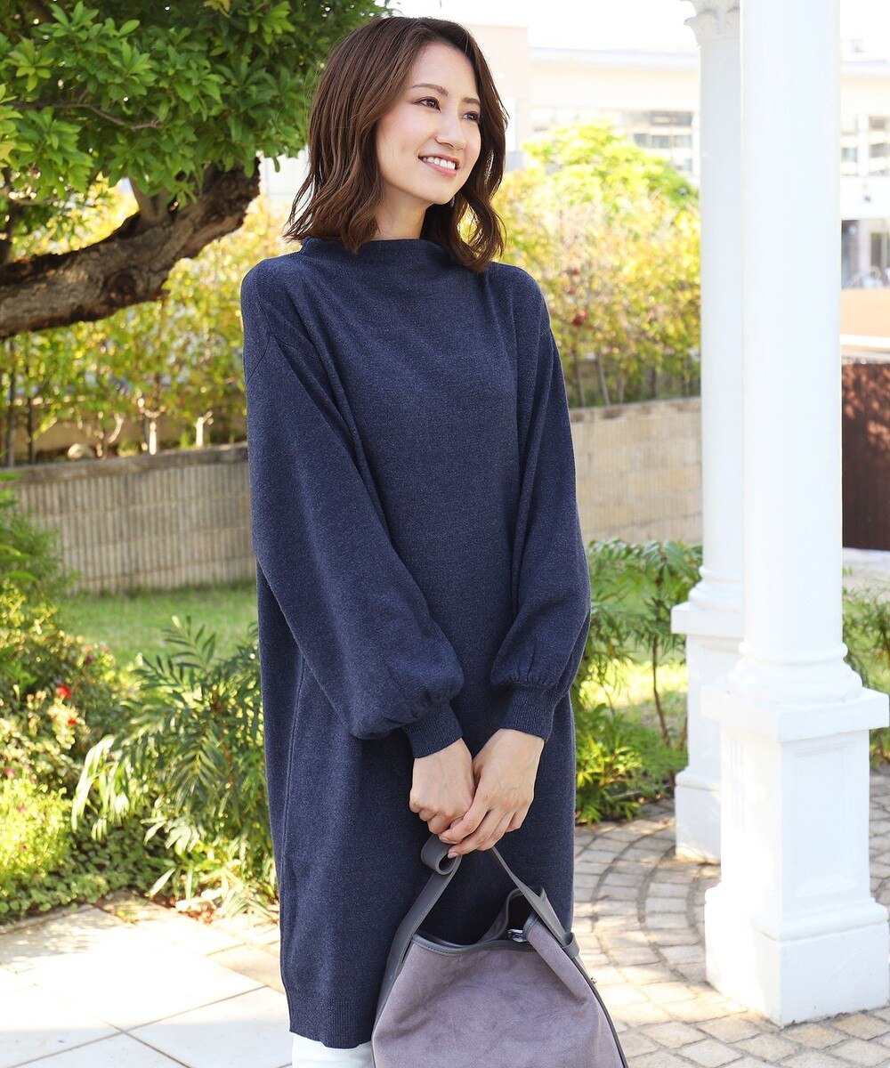 【洗える】着心地抜群ボトルネックニットワンピース