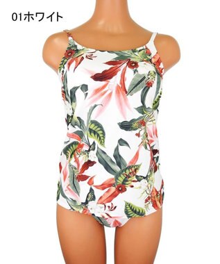 San-ai Resort（三愛水着楽園） 【SALE】【Coral veil】Lily Garden ショルダードレス3点セット水着 9号/11号 ホワイト
