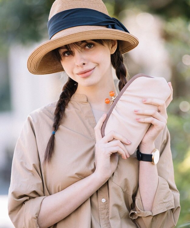 UNBILLION perche ジェムストーンがま口長財布 ミックスベージュ