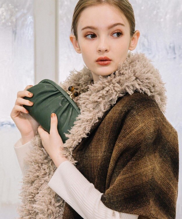 UNBILLION perche ジェムストーンがま口長財布 グリーン