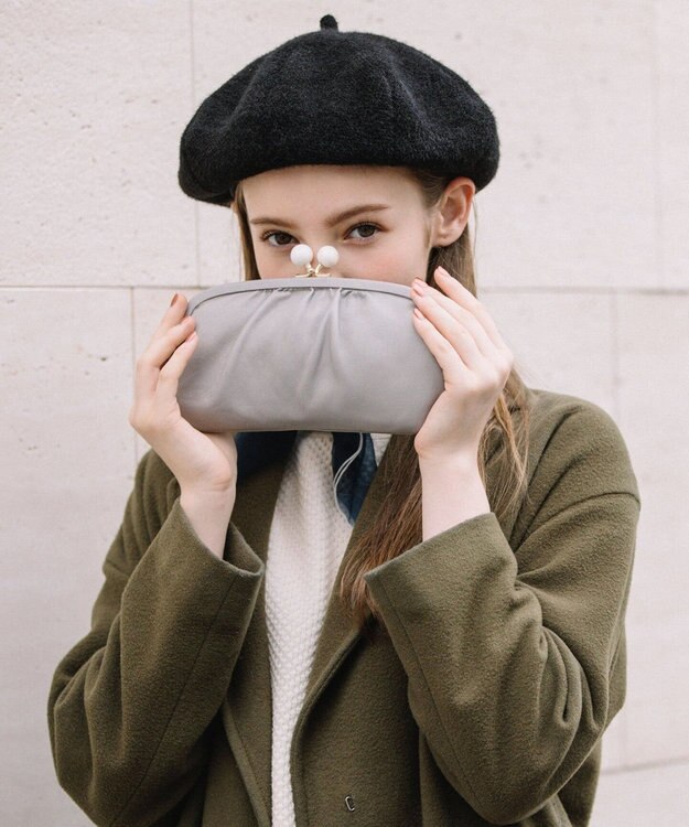 UNBILLION perche ジェムストーンがま口長財布 グレー