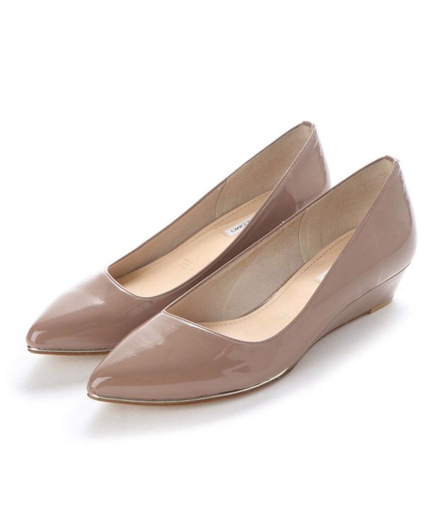 MODE ET JACOMO <MODE ET JACOMO>【全天候対応】ポインテッドウェッジソールレインパンプス ベージュエナメル