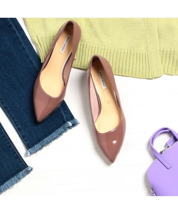 MODE ET JACOMO <MODE ET JACOMO>【全天候対応】ポインテッドウェッジソールレインパンプス ベージュエナメル