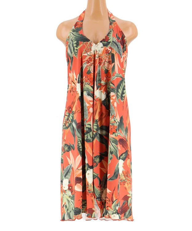 San-ai Resort（三愛水着楽園） 【SALE】【Coral veil】Lily Garden パレオワンピース 単品M オレンジ