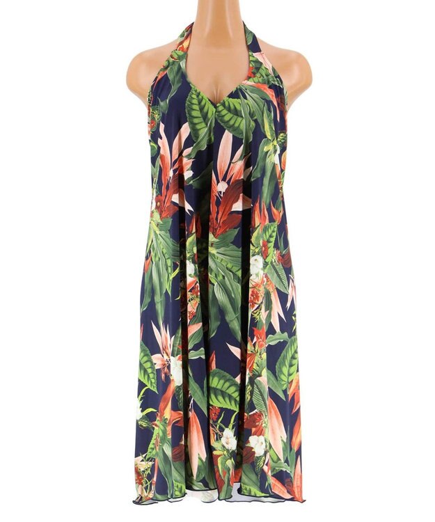 San-ai Resort（三愛水着楽園） 【SALE】【Coral veil】Lily Garden パレオワンピース 単品M ネイビー