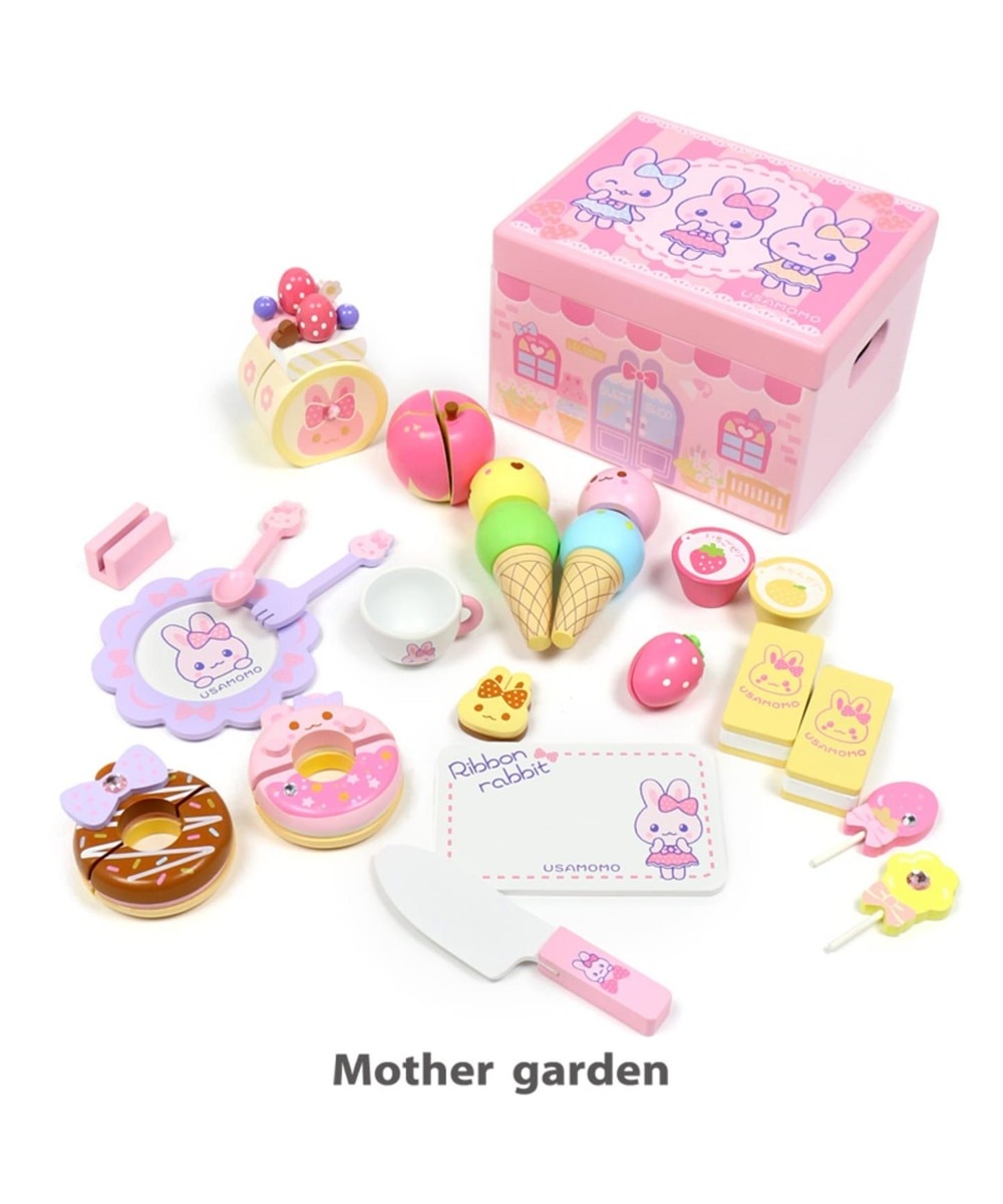 【オンワード】 Mother garden>おもちゃ マザーガーデン 木製 ままごと うさもも スイーツショップ パステルリボン 0 0 【送料無料】