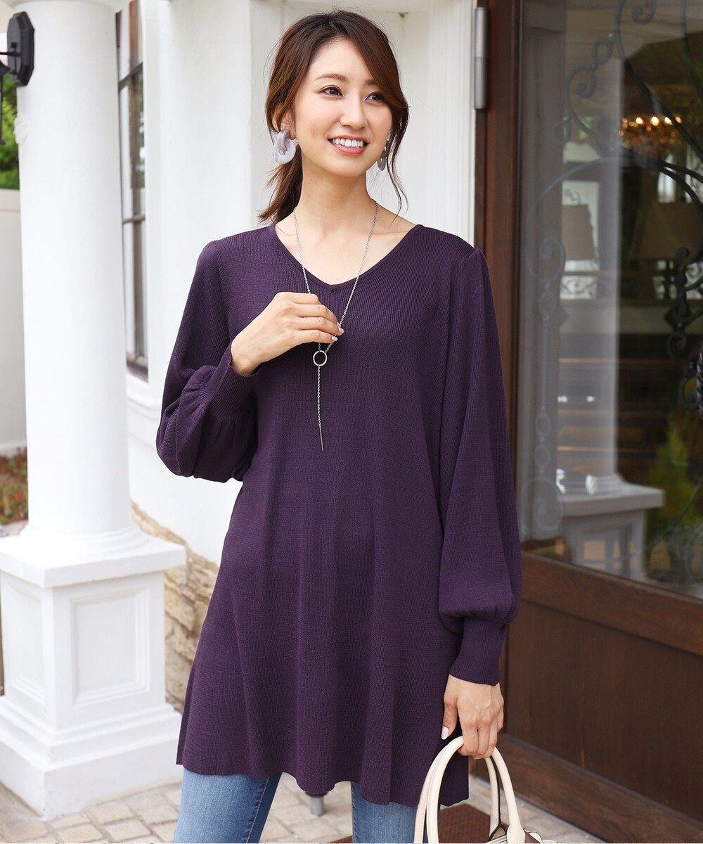 【洗える】小顔効果も叶うパフ袖ニットチュニック