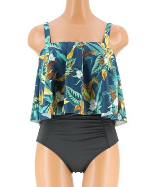 San-ai Resort（三愛水着楽園） 【SALE】【Coral veil】Lily Garden　ワンピ見えハイウエスト ビキニ 9号/11号