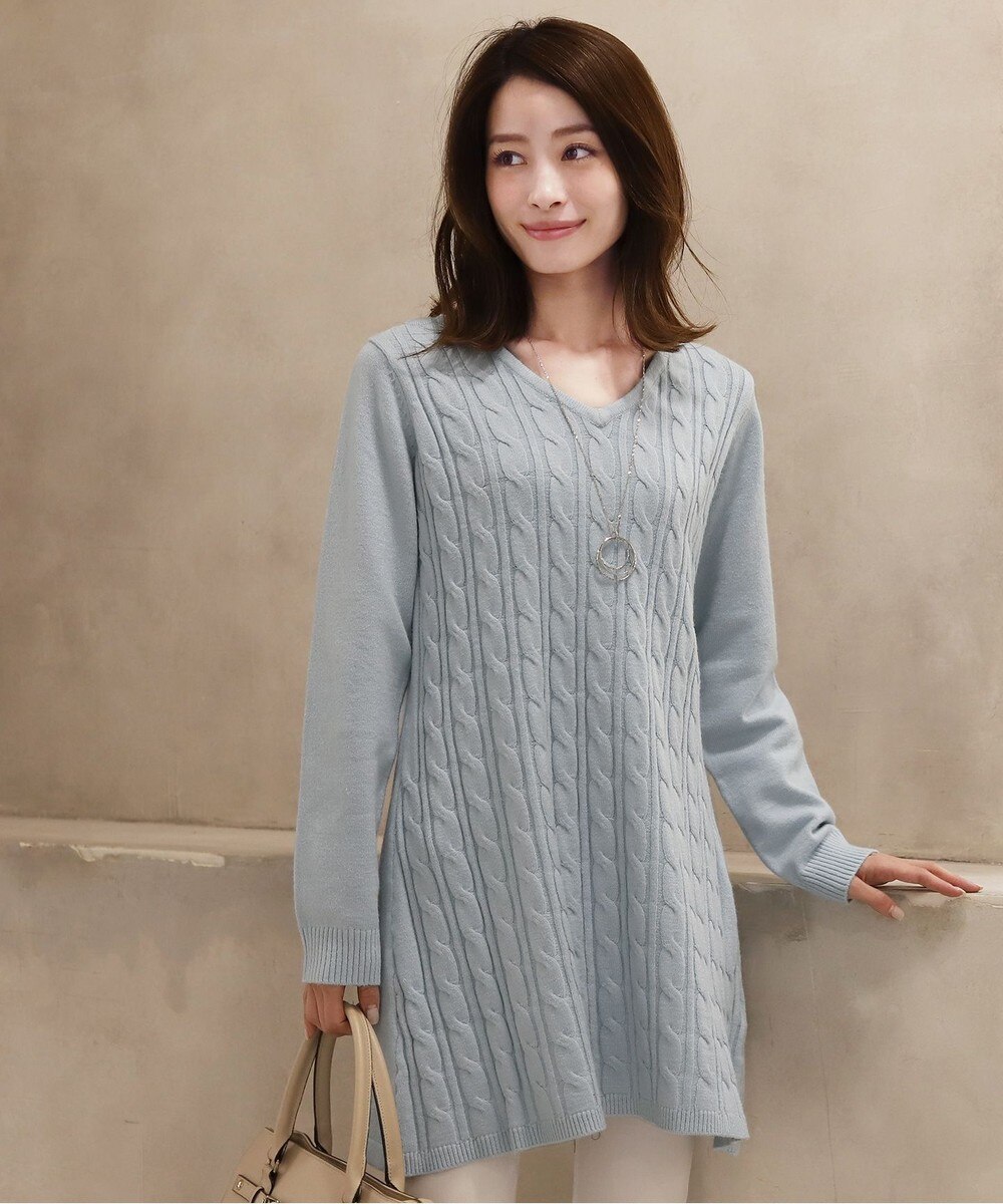 【洗える】体型カバーも叶うケーブルフレアチュニック