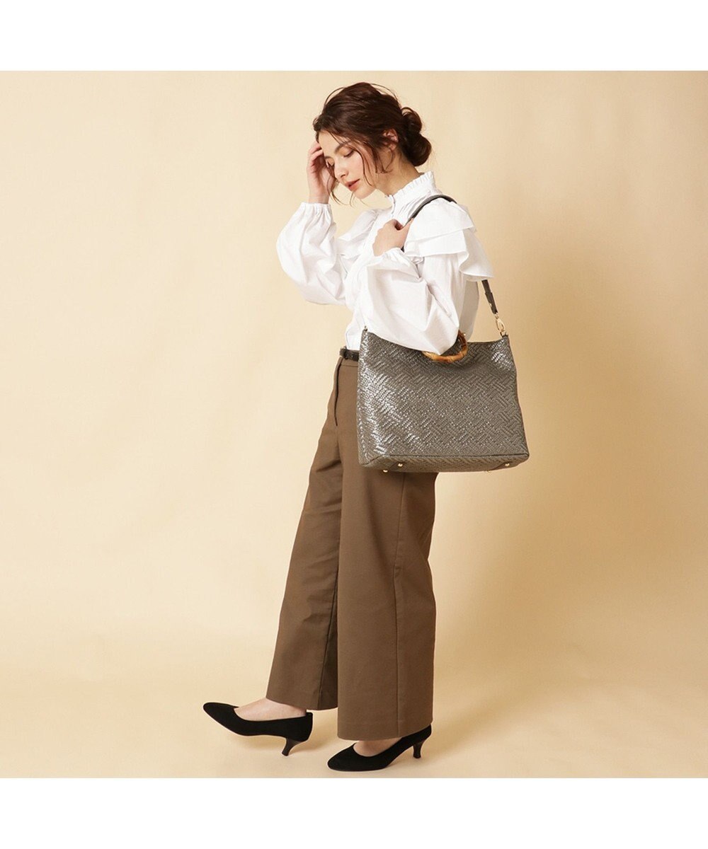 LA BAGAGERIE フレンチファブリック　SAFECO　バンブーハンドルショルダー＆トートバッグ 