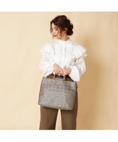 LA BAGAGERIE フレンチファブリック　SAFECO　バンブーハンドルショルダー＆トートバッグ