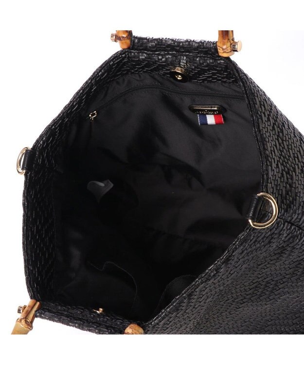 LA BAGAGERIE フレンチファブリック　SAFECO　バンブーハンドルショルダー＆トートバッグ ブラック