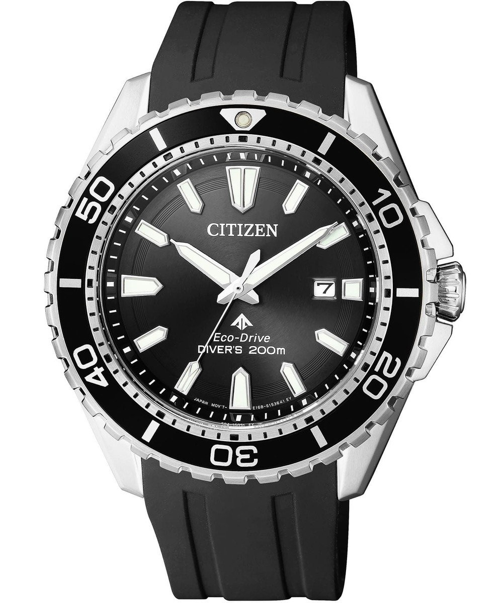 CITIZEN 【ダイバーズウオッチ】 プロマスター 200m潜水用防水 日付表示 夜光(針+インデックス) アウトドアにも街にもフィット 光発電 ブラック