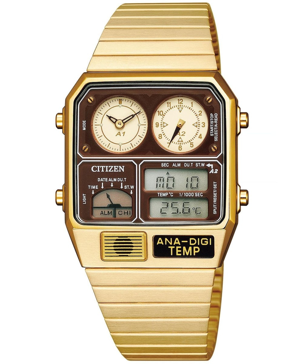 ＜オンワード＞CITIZEN>時計 【レトロフューチャーなデザイン】80年代に一世を風靡したアナデジテンプ ゴールド FREE レディース 【送料無料】