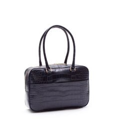 牛革/クロコ型押し スワロ付 定番 ボストンバッグ 28cm / A.D.M.J. 