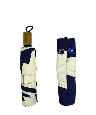 +RING 【限定/日本製】【大判雨傘向け】メンズ向け パッチワーク 折傘60cm BLU SR75 青