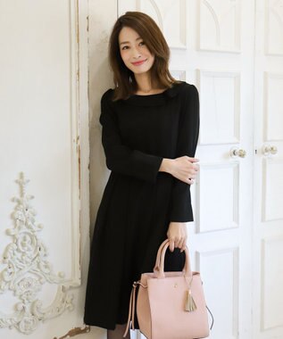 洗える 大人上品なロールカラーワンピース ブラック 7