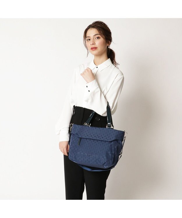 Y'SACCS Polka Dots 口折れ2wayトート Sサイズ ネイビー