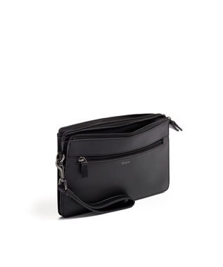 TUMI メンズ  Nassau SLG ダブル・ジップ・クラッチ ブラック/シルバー