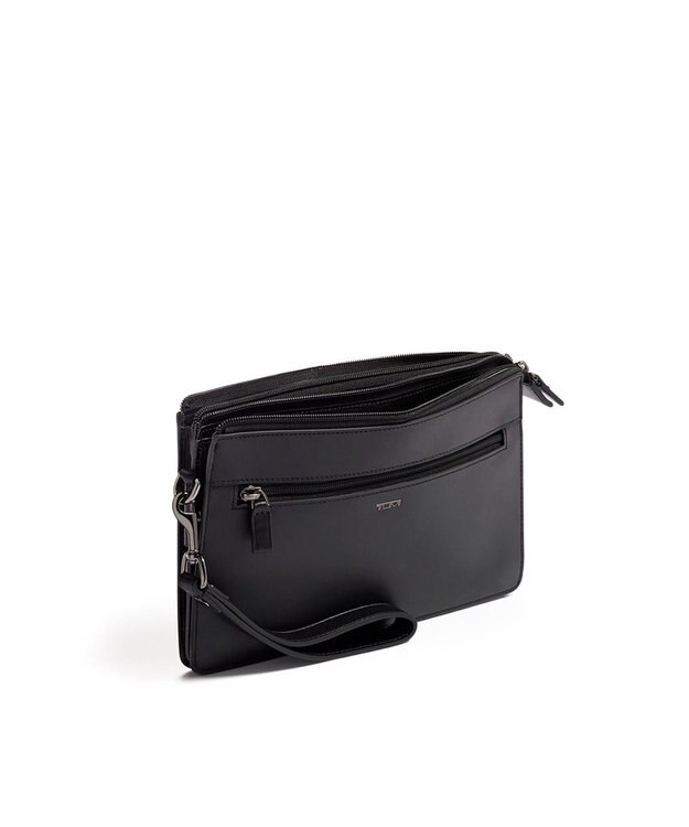 TUMI メンズ  Nassau SLG ダブル・ジップ・クラッチ ブラック/シルバー