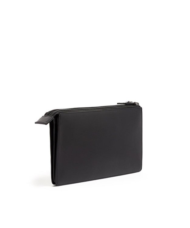 TUMI メンズ  Nassau SLG ダブル・ジップ・クラッチ ブラック/シルバー