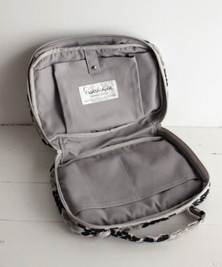 AND WOOL 花タイル ポーチ グレー