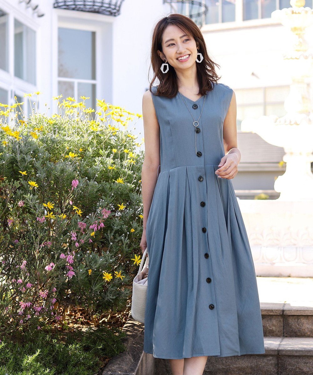 3way 洗える 大人上品な 麻調フロントボタンワンピース Tiaclasseファッション通販 公式通販 オンワード クローゼット