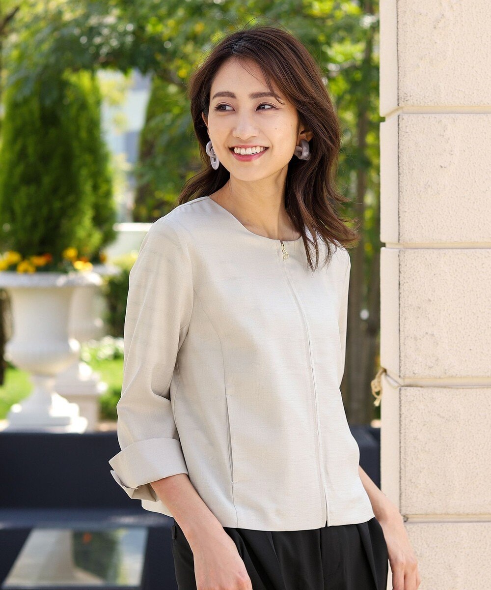 【洗える】大人のきれいめ麻調ブルゾンジャケット