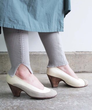 muuc 〈高品質シルクコットン強撚糸〉〈お家で洗えるニット〉〈涼しい着心地〉〈裾スリット〉〈2サイズ展開〉リブレギンス グレー