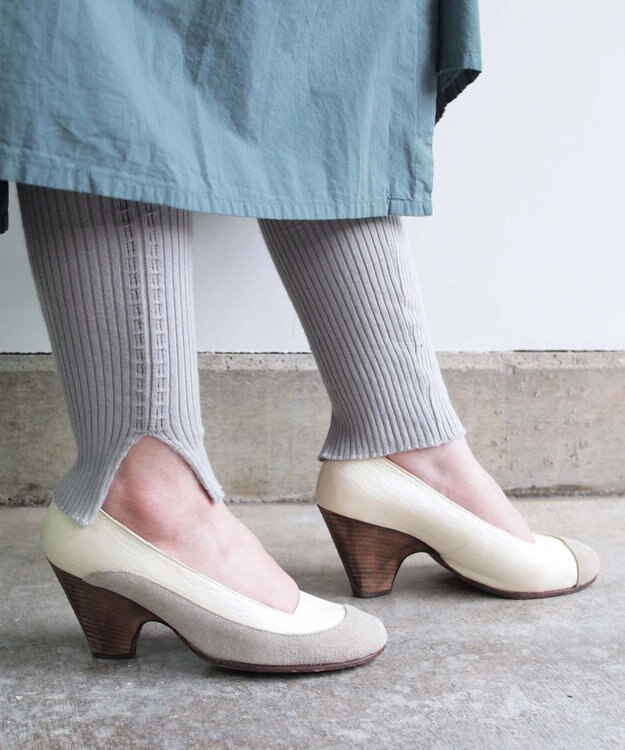 muuc 〈高品質シルクコットン強撚糸〉〈お家で洗えるニット〉〈涼しい着心地〉〈裾スリット〉〈2サイズ展開〉リブレギンス グレー