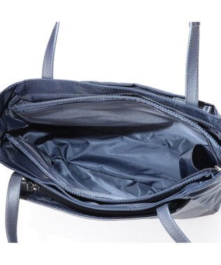 Y'SACCS ナイロン×レザー　スクエアトートバッグ Sサイズ ネイビー