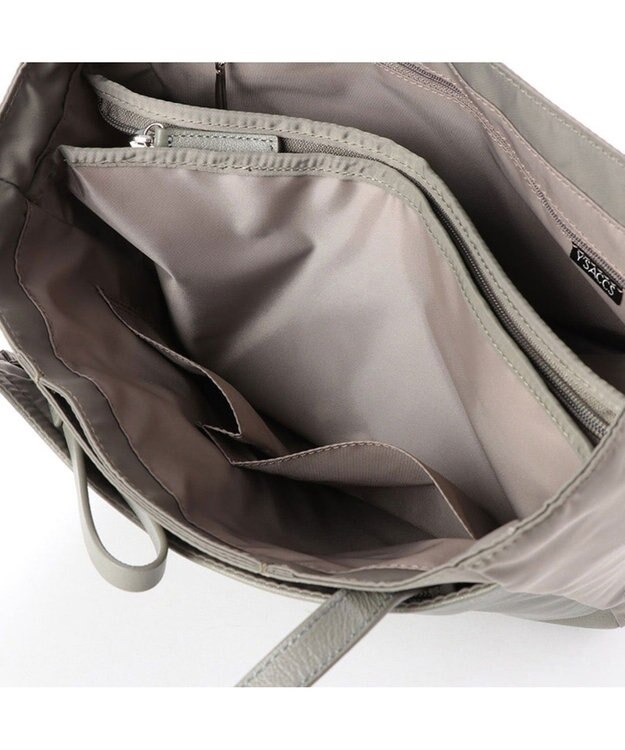 Y'SACCS ナイロン×レザー　スクエアトートバッグ Sサイズ グレージュ