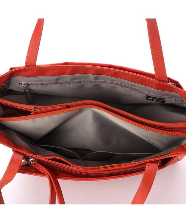 Y'SACCS ナイロン×レザー　スクエアトートバッグ Sサイズ レンガブラウン