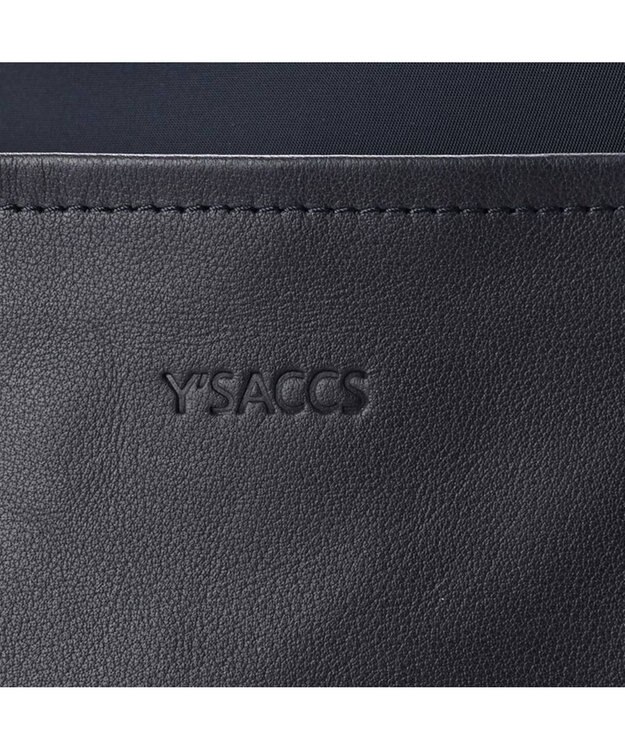 Y'SACCS ナイロン×レザー　スクエアトートバッグ Sサイズ ネイビー