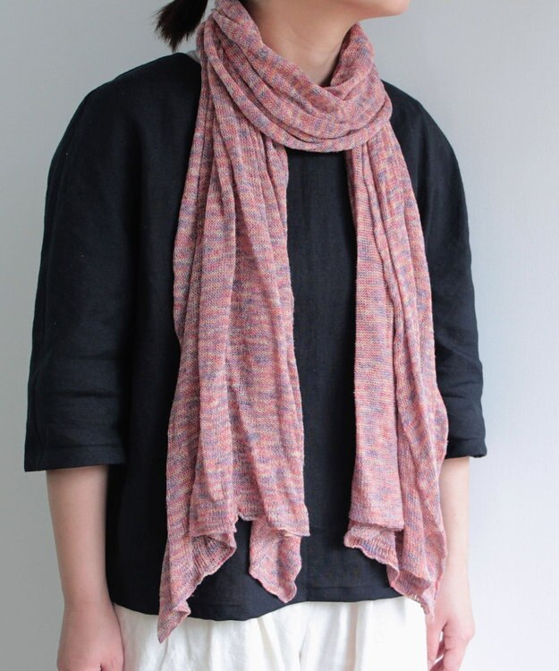 AND WOOL 〈上質な素材と手仕事から生まれた優しいニット〉シルクリネンのストール レッドカスリ