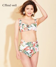 San-ai Resort（三愛水着楽園） 【SALE】【Coral veil】Lily Garden　ノンワイヤーダブルアップ ビキニ M1/M2/L1