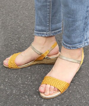  【gaimo/ガイモ】サテンメッシュローヒールサンダル