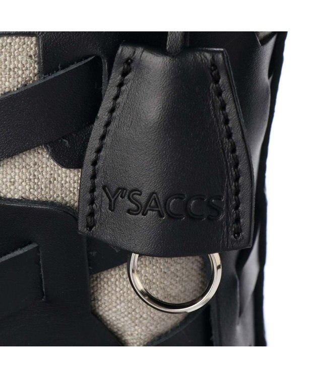 Y'SACCS レザー×リネン　メッシュデザインショルダー ブラック