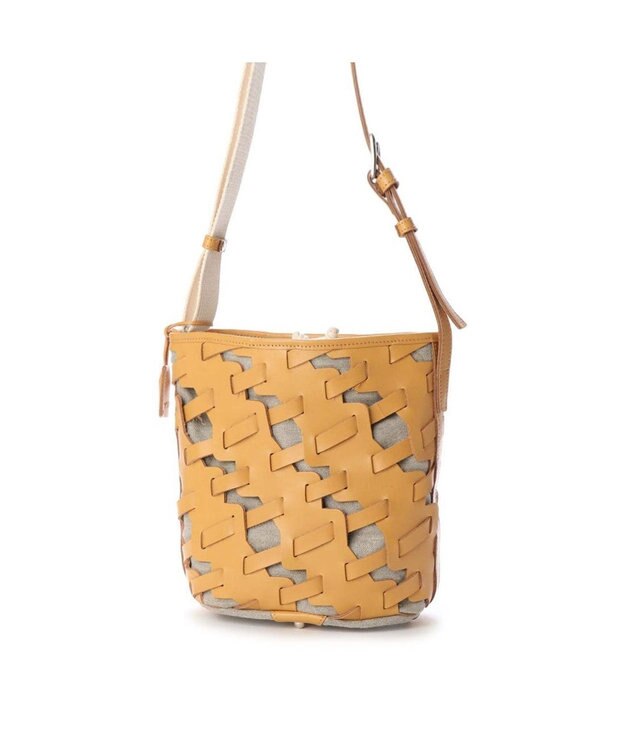 Y'SACCS レザー×リネン　メッシュデザインショルダー ナチュラル