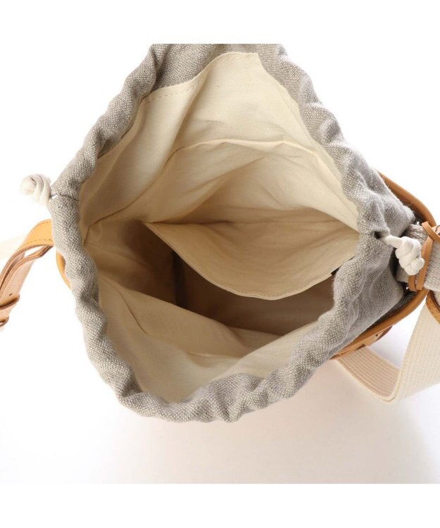 Y'SACCS レザー×リネン　メッシュデザインショルダー ナチュラル