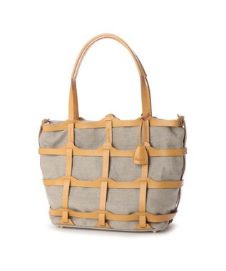 Y'SACCS レザー×リネン　メッシュデザイントート