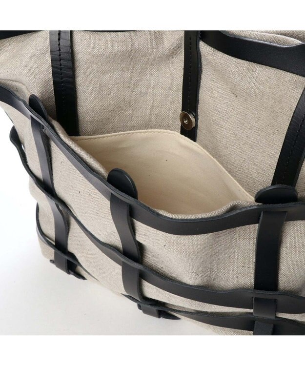 Y'SACCS レザー×リネン　メッシュデザイントート ブラック